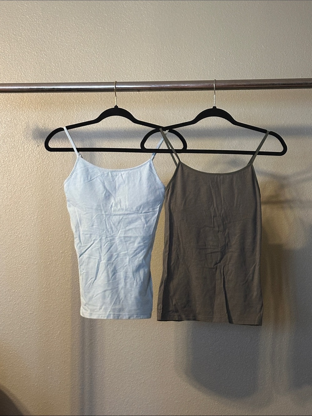 No Boundaries Light Blue and Charcoal Spaghetti Strap Camisole Duo